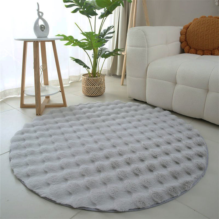 Contemporary Scandinavian Round Polyester Fiber Dotted Plastic Fabric High-Low Texture Non-Slip Rug For Living Room