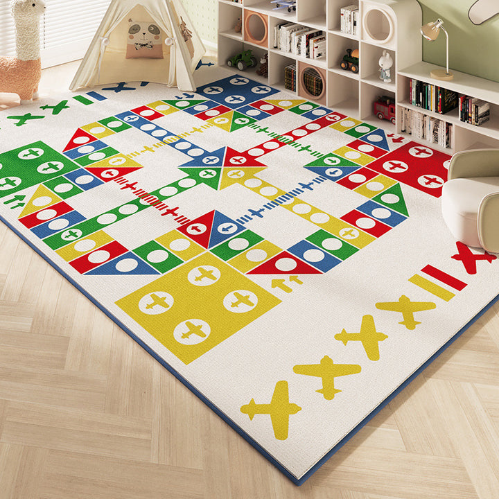 Tapis antidérapant pour enfants contemporain rectangulaire en fibre de polyester, feutre plastique pointillé imprimé, pour salon 