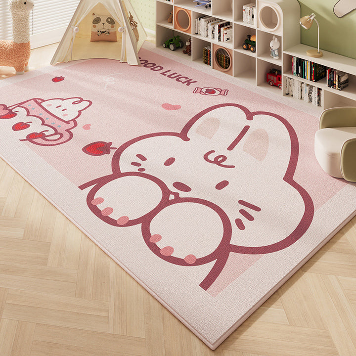 Tapis antidérapant pour enfants contemporain rectangulaire en fibre de polyester, feutre plastique pointillé imprimé, pour salon 