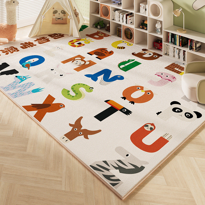 Tapis antidérapant pour enfants contemporain rectangulaire en fibre de polyester, feutre plastique pointillé imprimé, pour salon 
