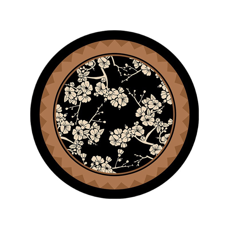 Traditional Vintage Round Polyester Fiber Cotton-Linen Printed Non-Slip Rug For Living Room