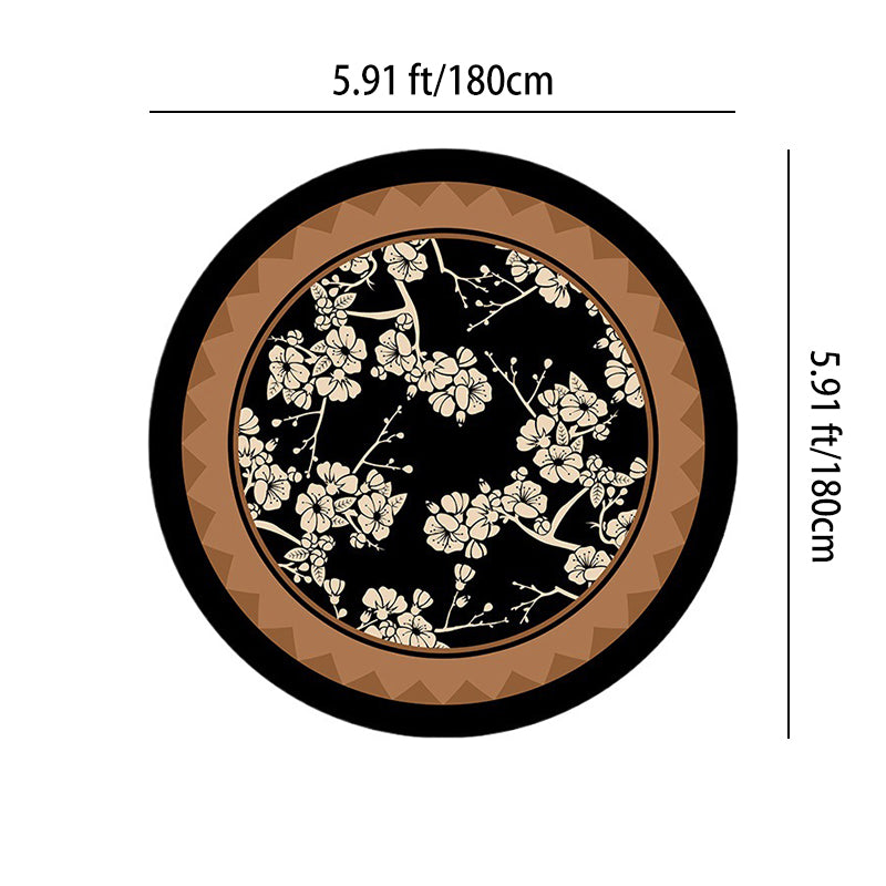 Traditional Vintage Round Polyester Fiber Cotton-Linen Printed Non-Slip Rug For Living Room