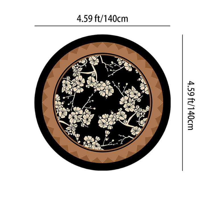 Traditional Vintage Round Polyester Fiber Cotton-Linen Printed Non-Slip Rug For Living Room