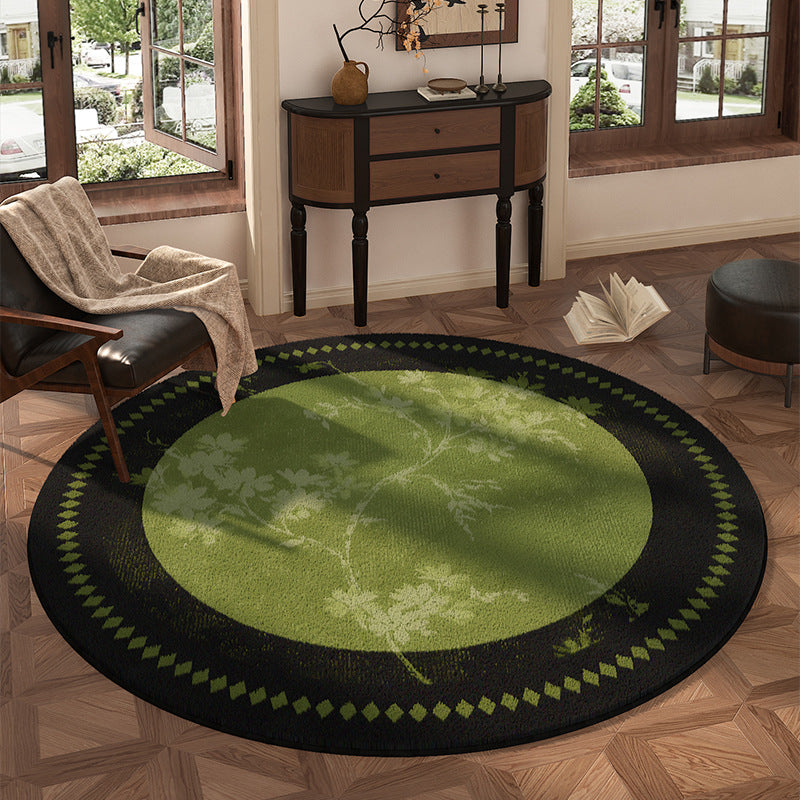 Traditional Vintage Round Polyester Fiber Cotton-Linen Printed Non-Slip Rug For Living Room