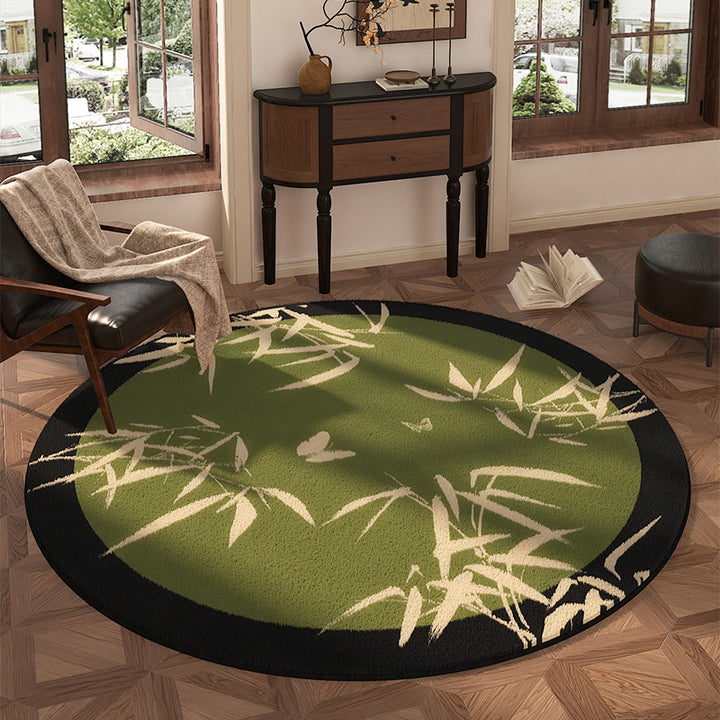 Traditional Vintage Round Polyester Fiber Cotton-Linen Printed Non-Slip Rug For Living Room