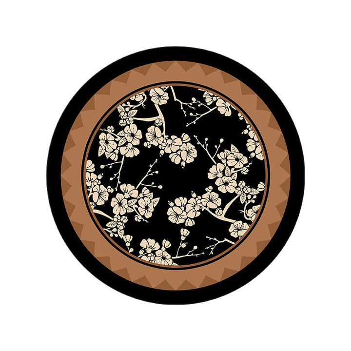 Traditional Vintage Round Polyester Fiber Cotton-Linen Printed Non-Slip Rug For Living Room