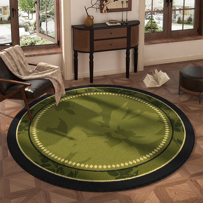 Traditional Vintage Round Polyester Fiber Cotton-Linen Printed Non-Slip Rug For Living Room