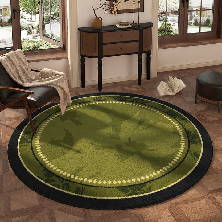 Traditional Vintage Round Polyester Fiber Cotton-Linen Printed Non-Slip Rug For Living Room