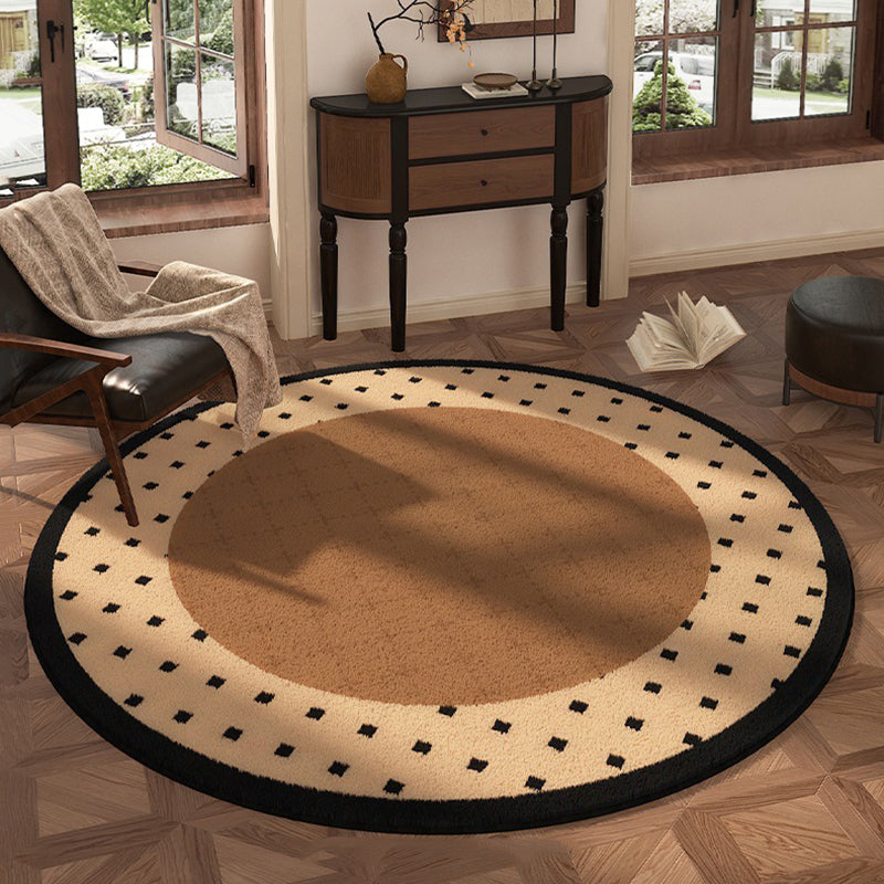 Traditional Vintage Round Polyester Fiber Cotton-Linen Printed Non-Slip Rug For Living Room