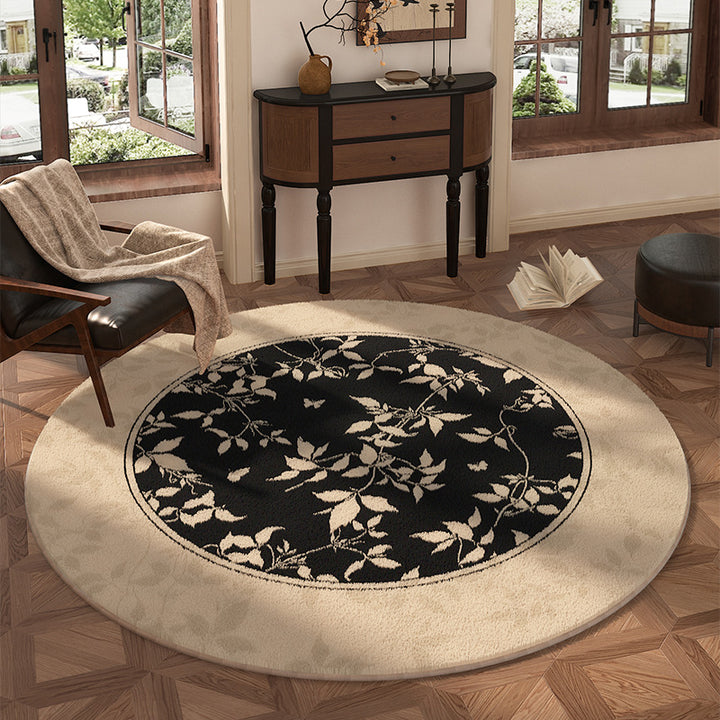 Traditional Vintage Round Polyester Fiber Cotton-Linen Printed Non-Slip Rug For Living Room