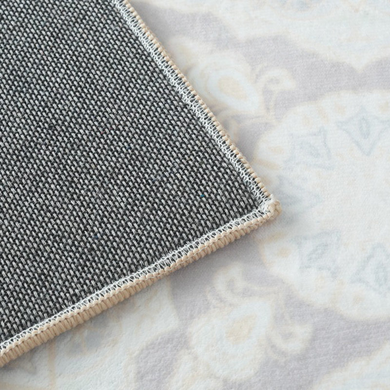 Traditional Vintage Round Polyester Fiber Cotton-Linen Printed Non-Slip Rug For Living Room