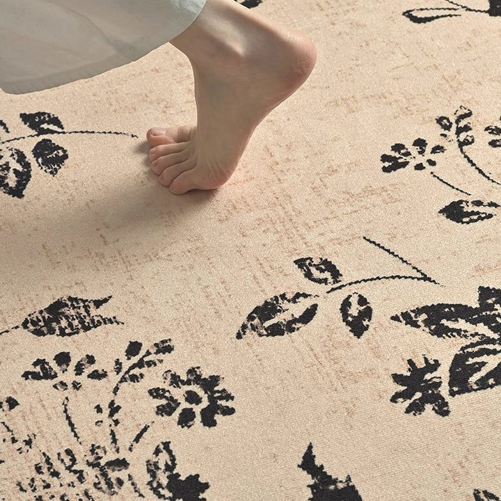Traditional French Round Polyester Fiber Dotted Plastic Cotton-Linen Printed Non-Slip Rug For Living Room
