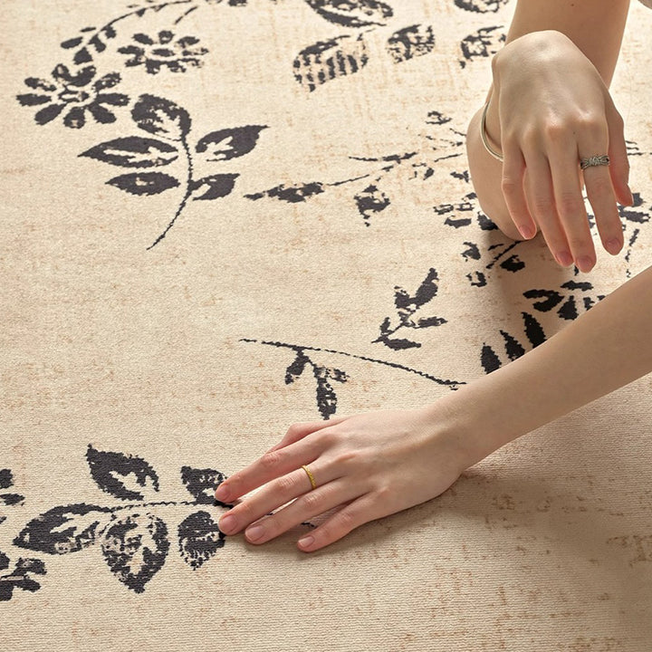 Traditional French Round Polyester Fiber Dotted Plastic Cotton-Linen Printed Non-Slip Rug For Living Room
