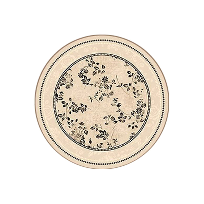 Traditional French Round Polyester Fiber Dotted Plastic Cotton-Linen Printed Non-Slip Rug For Living Room