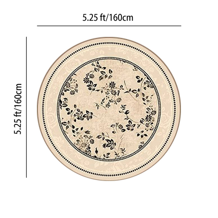 Traditional French Round Polyester Fiber Dotted Plastic Cotton-Linen Printed Non-Slip Rug For Living Room