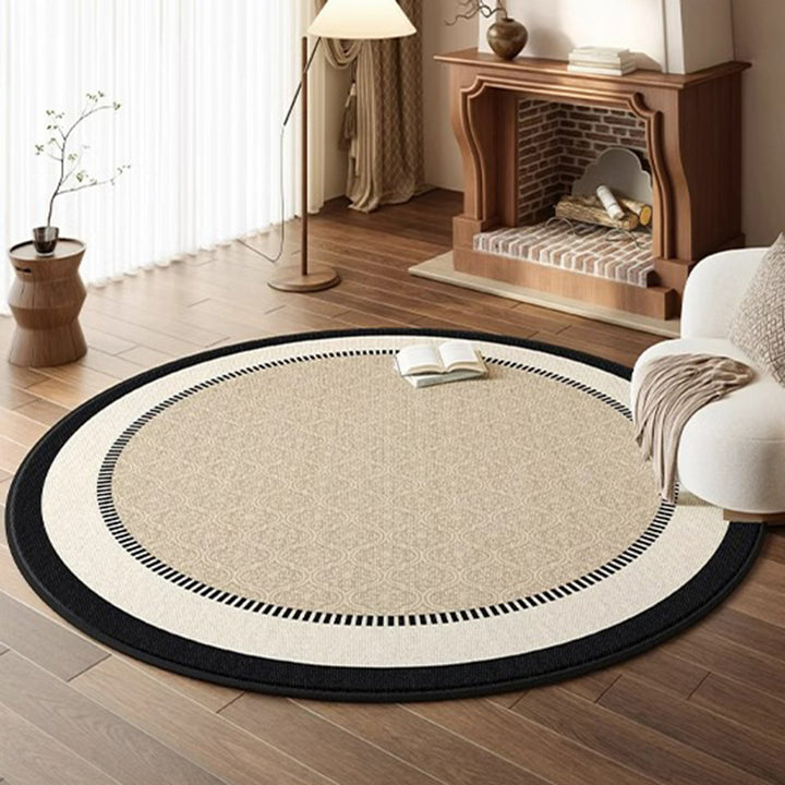 Traditional French Round Polyester Fiber Dotted Plastic Cotton-Linen Printed Non-Slip Rug For Living Room
