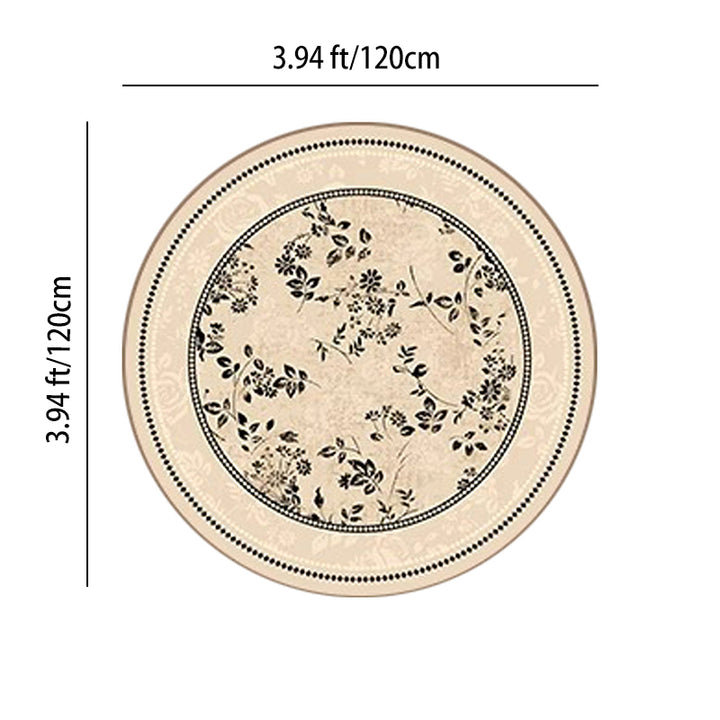Traditional French Round Polyester Fiber Dotted Plastic Cotton-Linen Printed Non-Slip Rug For Living Room