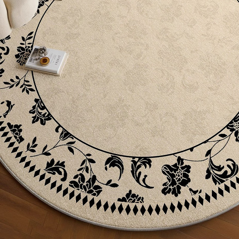 Traditioneller französischer runder Teppich aus Polyesterfasern mit gepunkteter Kunststoff-Baumwoll-Leinen-Prints, rutschfest, für das Wohnzimmer 