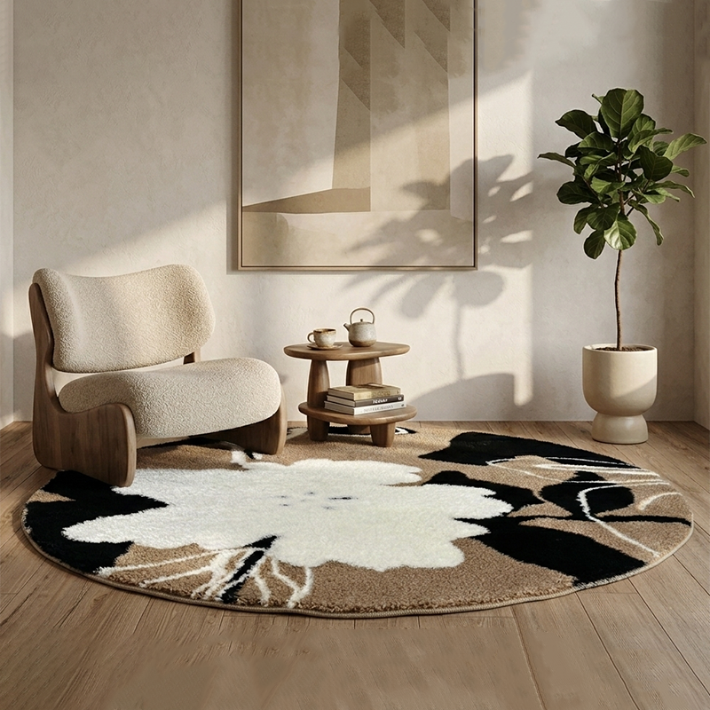 Tapis sculpté antidérapant en fibre de polyester TPR au style français traditionnel pour salon 