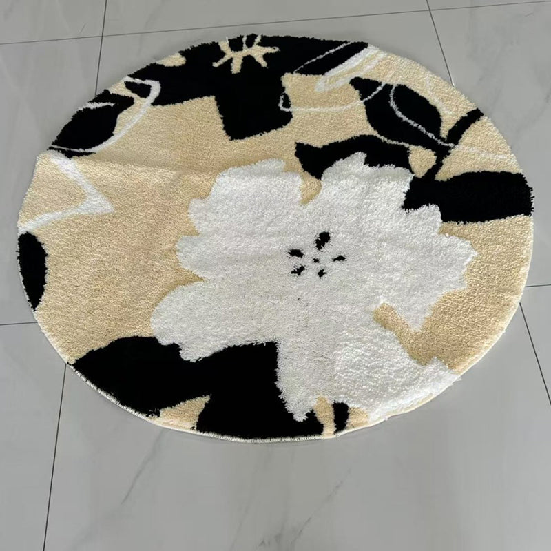 Tapis sculpté antidérapant en fibre de polyester TPR au style français traditionnel pour salon 