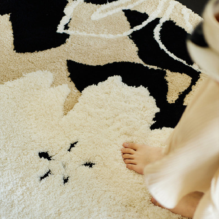 Tapis sculpté antidérapant en fibre de polyester TPR au style français traditionnel pour salon 