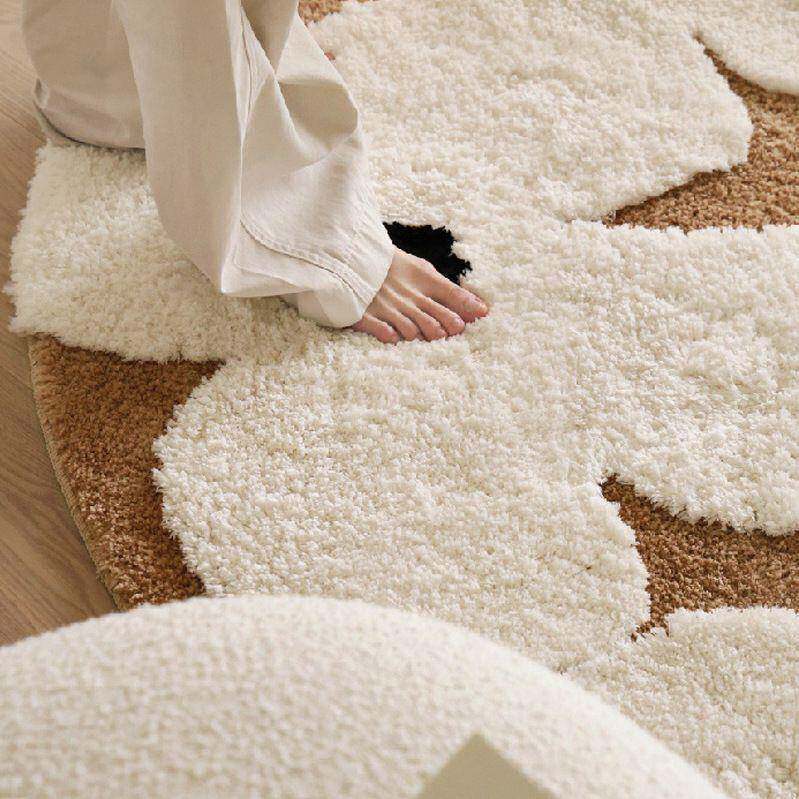 Tapis sculpté antidérapant en fibre de polyester TPR au style français traditionnel pour salon 