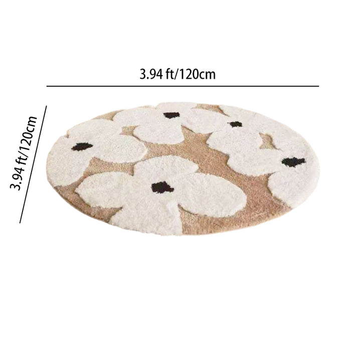 Traditional French Round Polyester Fiber TPR Non-Slip Carved Rug For Living Room