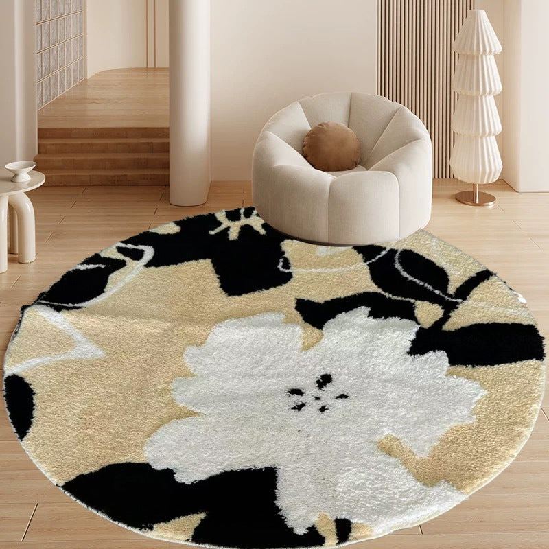 Tapis sculpté antidérapant en fibre de polyester TPR au style français traditionnel pour salon 
