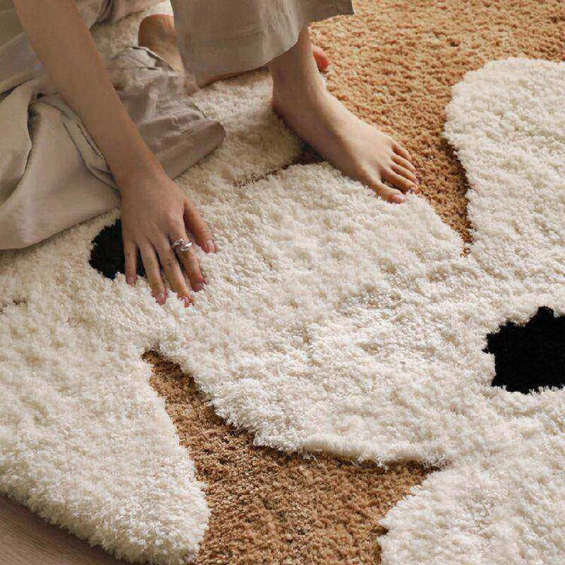 Tapis sculpté antidérapant en fibre de polyester TPR au style français traditionnel pour salon 