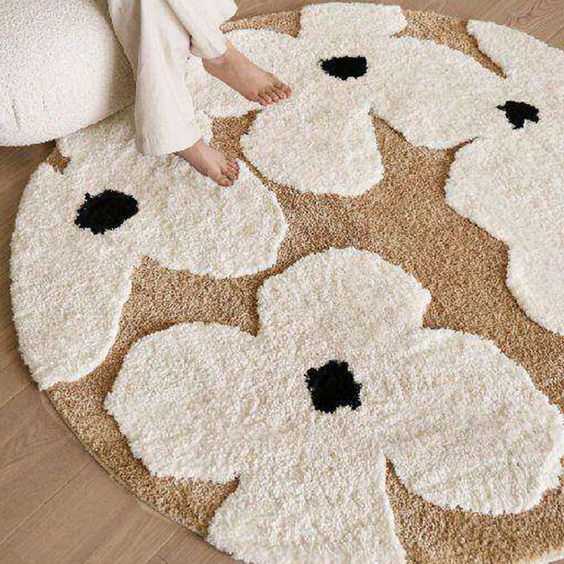 Tapis sculpté antidérapant en fibre de polyester TPR au style français traditionnel pour salon 