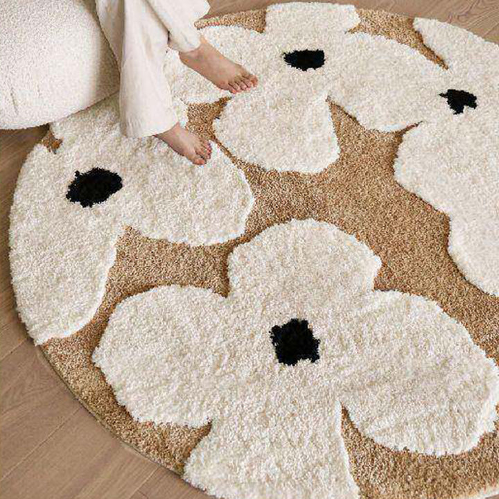 Tapis sculpté antidérapant en fibre de polyester TPR au style français traditionnel pour salon 
