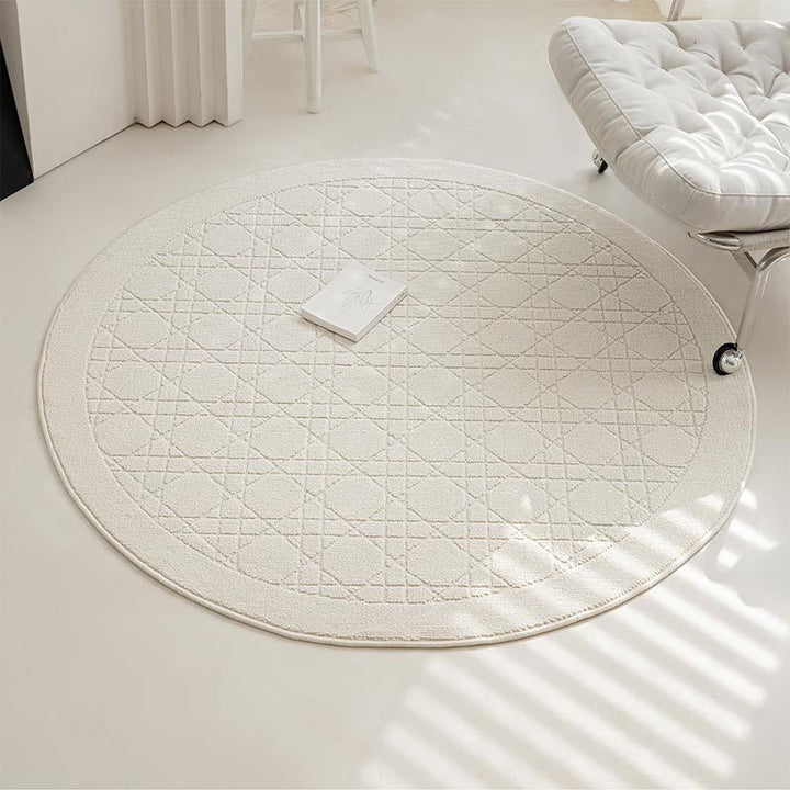 Contemporary Scandinavian Round Polypropylene Fiber Cotton Linen Non-Slip High-Low Texture Rug For Living Room