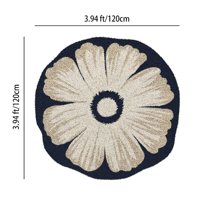 Traditional French Round Faux Cashmere Dotted Plastic Fabric Non-Slip Printed Rug For Living Room