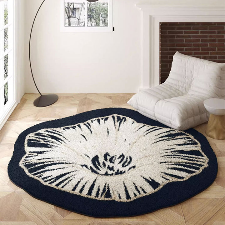 Traditional French Round Faux Cashmere Dotted Plastic Fabric Non-Slip Printed Rug For Living Room