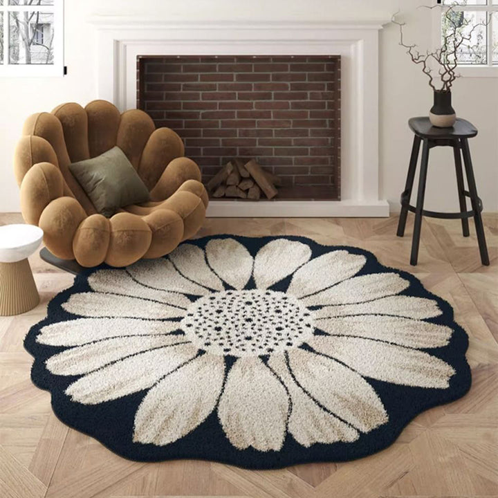 Traditional French Round Faux Cashmere Dotted Plastic Fabric Non-Slip Printed Rug For Living Room
