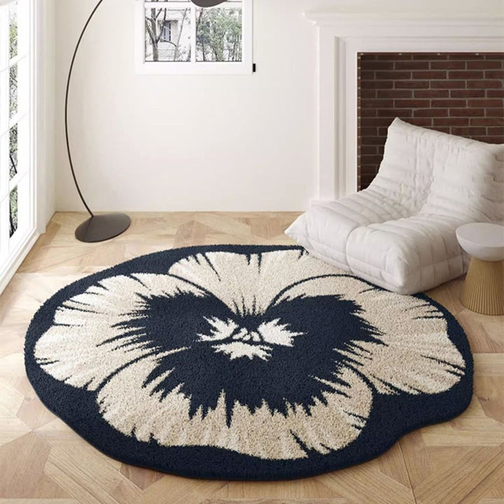 Traditional French Round Faux Cashmere Dotted Plastic Fabric Non-Slip Printed Rug For Living Room