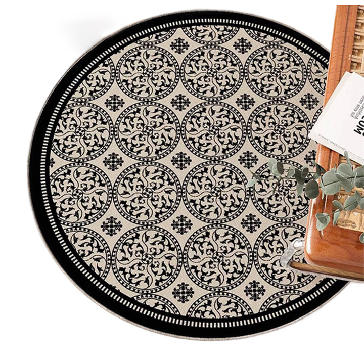 Alfombra impresa antideslizante de fibra de poliéster TPR redonda vintage tradicional para sala de estar 