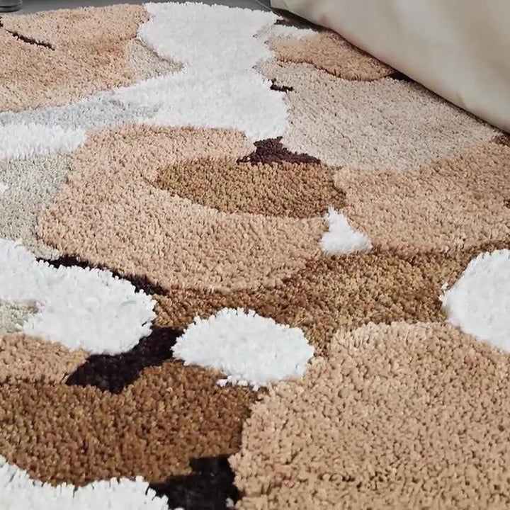 Zeitgenössischer kreativer ovaler Teppich aus Polyesterfaser und TPE mit rutschfester Hoch-Tief-Flauschstruktur für das Wohnzimmer 