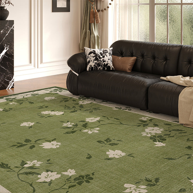 Traditional French Rectangular Polyester Fiber Dotted Plastic Cotton Linen Printed Non-Slip Rug For Living Room