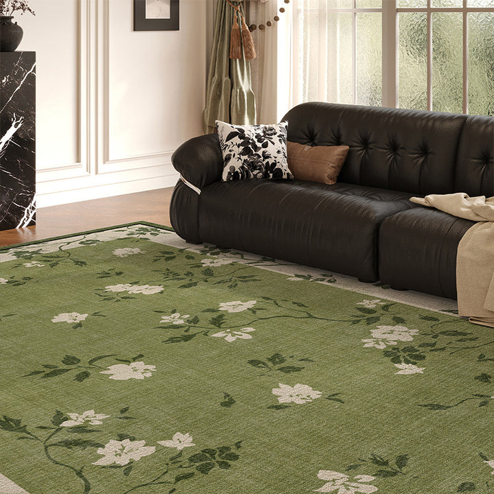Traditional French Rectangular Polyester Fiber Dotted Plastic Cotton Linen Printed Non-Slip Rug For Living Room