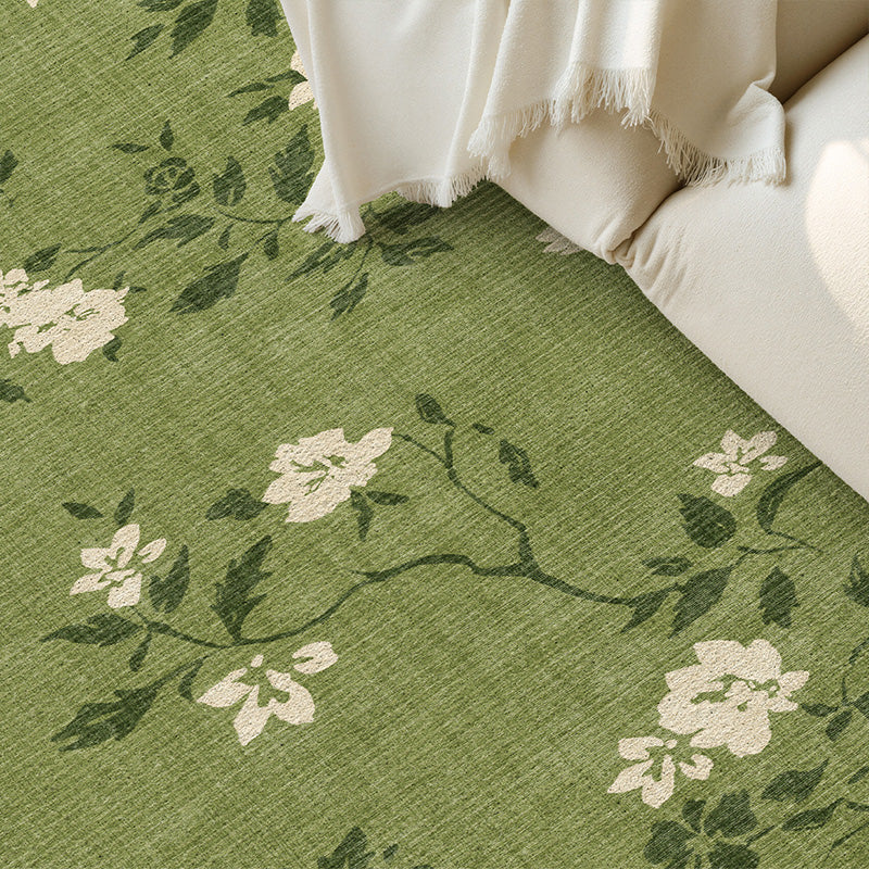 Traditional French Rectangular Polyester Fiber Dotted Plastic Cotton Linen Printed Non-Slip Rug For Living Room