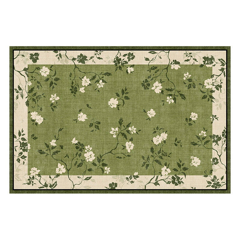 Traditional French Rectangular Polyester Fiber Dotted Plastic Cotton Linen Printed Non-Slip Rug For Living Room