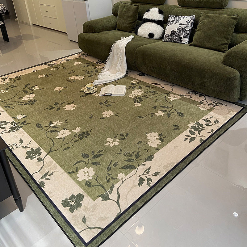 Traditional French Rectangular Polyester Fiber Dotted Plastic Cotton Linen Printed Non-Slip Rug For Living Room