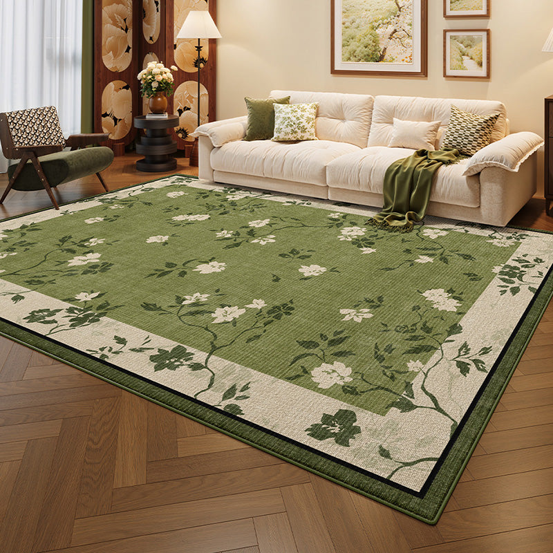 Traditional French Rectangular Polyester Fiber Dotted Plastic Cotton Linen Printed Non-Slip Rug For Living Room
