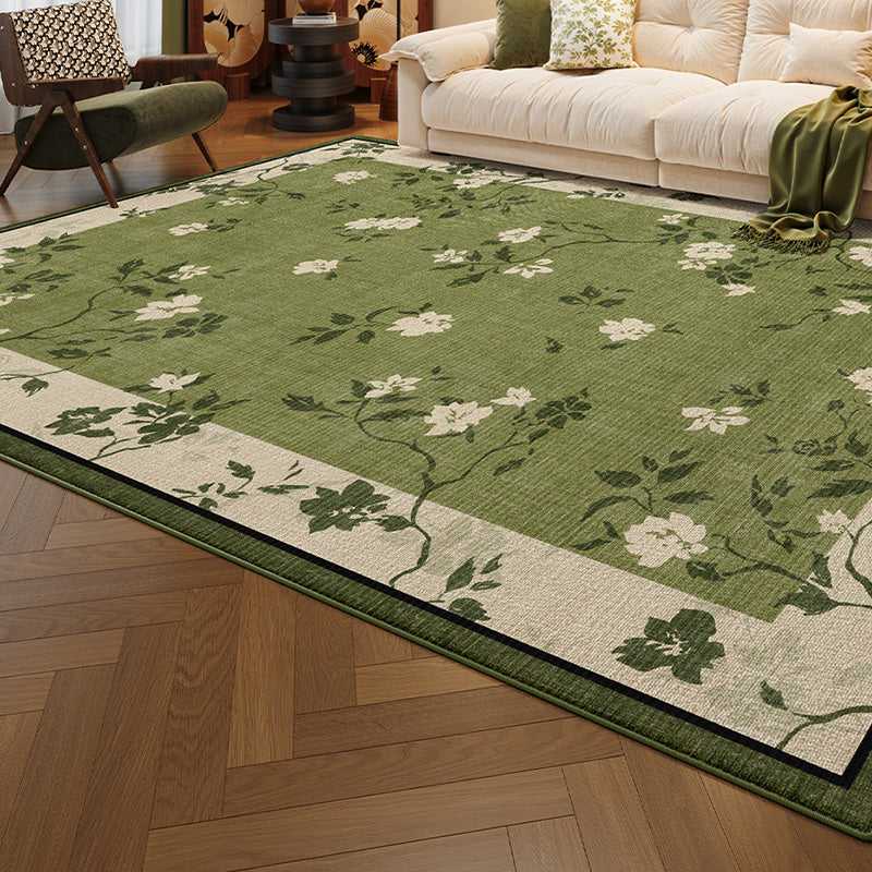 Traditional French Rectangular Polyester Fiber Dotted Plastic Cotton Linen Printed Non-Slip Rug For Living Room
