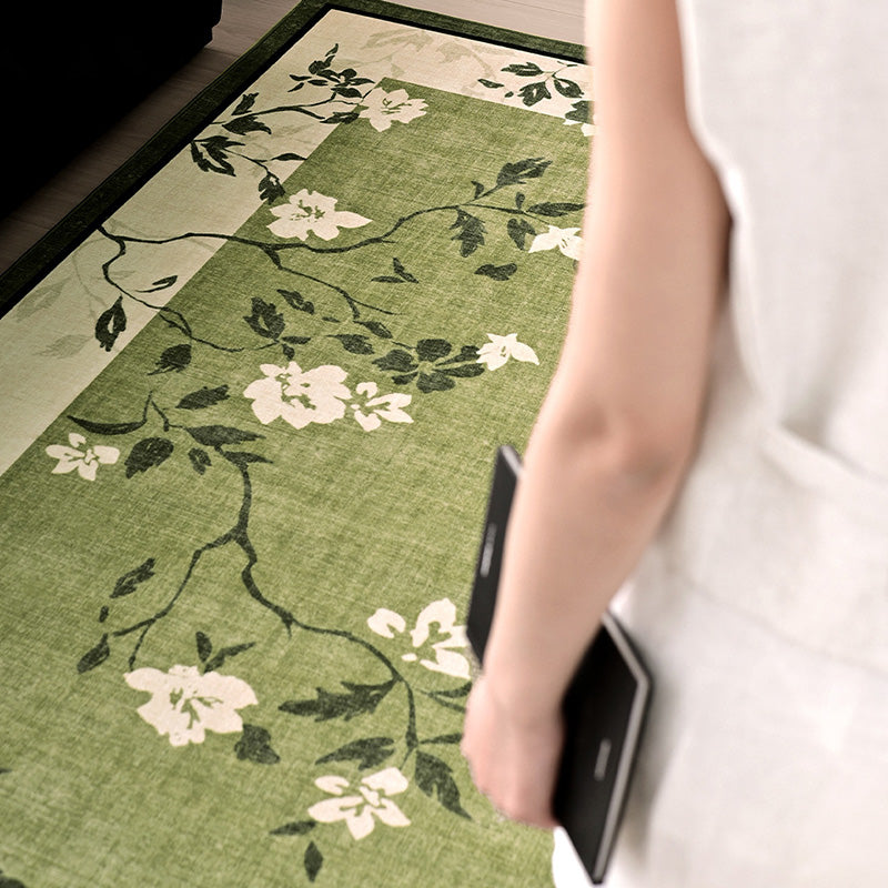 Traditional French Rectangular Polyester Fiber Dotted Plastic Cotton Linen Printed Non-Slip Rug For Living Room