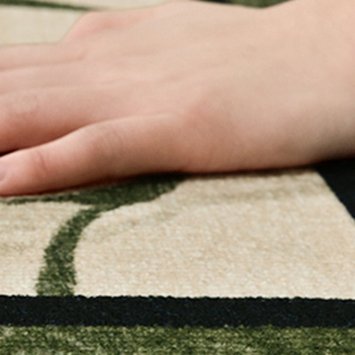 Tapis antidérapant imprimé en coton et lin, en fibre de polyester rectangulaire vintage traditionnelle à pois, en plastique, pour salon 