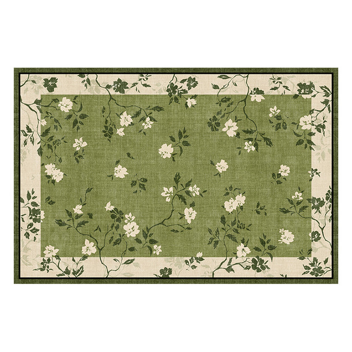 Tapis antidérapant imprimé en coton et lin, en fibre de polyester rectangulaire vintage traditionnelle à pois, en plastique, pour salon 