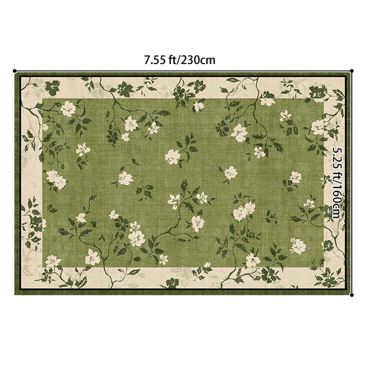 Tapis antidérapant imprimé en coton et lin, en fibre de polyester rectangulaire vintage traditionnelle à pois, en plastique, pour salon 