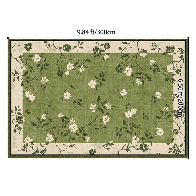 Tapis antidérapant imprimé en coton et lin, en fibre de polyester rectangulaire vintage traditionnelle à pois, en plastique, pour salon 